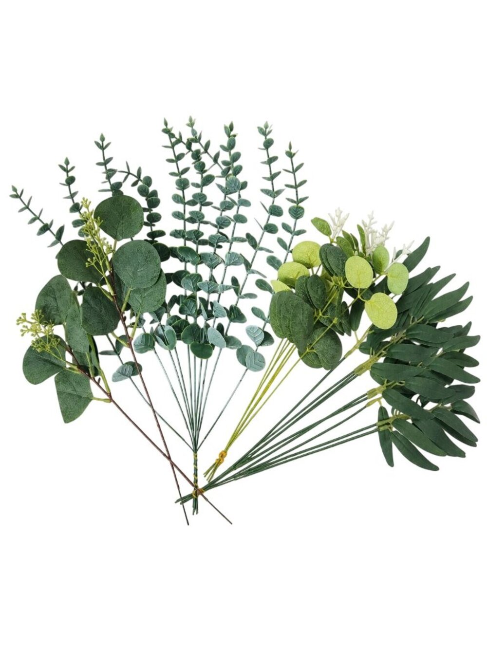 Artificial Eucalyptus Stems Set of 27, Mixed Faux Greenery 13 to 15 Inch, Weddin
